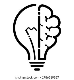Brain Idea Flat Icon Isolated On White Background