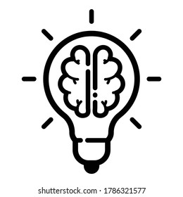 Brain Idea Flat Icon Isolated On White Background