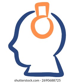 Brain idea head doodle icon handdrawn for mental thinking creative concept