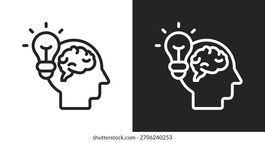 Icono De La Idea Del Cerebro En Estilo De Línea Blanco Y Negro