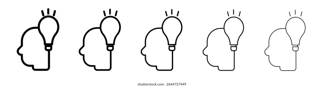 Brain idea icon flat illustration set logo