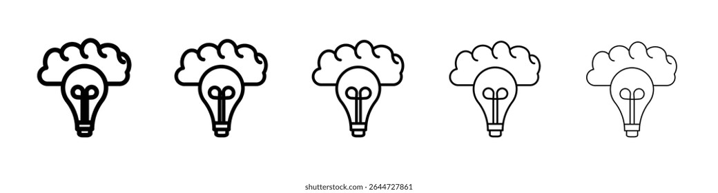 Brain idea icon flat illustration set logo