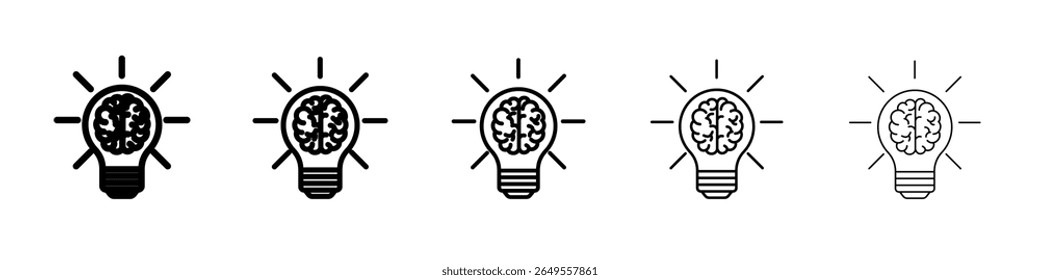 Ícone de ideia cerebral simples logotipo de contorno plano