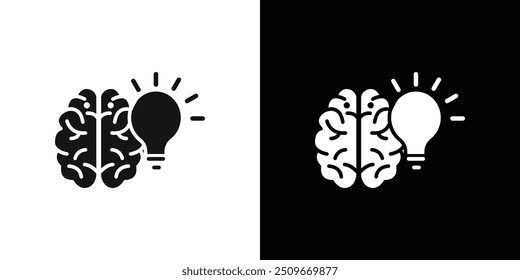 Brain idea icon Flat vector set outline