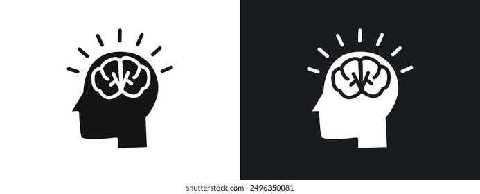 Icono de idea cerebral conjunto de Vectores lineales en negro