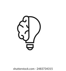 Icono de idea cerebral contorno colección en negro
