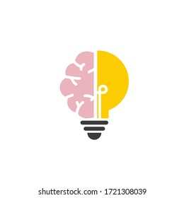 Brain and idea icon. Vector illustration in flat dsign