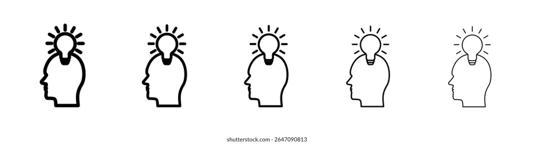 Brain idea icon vector outline symbol or illustration