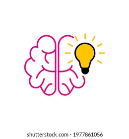 Brain with idea icon. White background vector