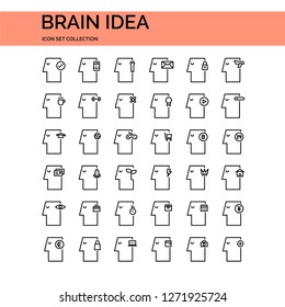 Brain Idea Icons Set. UI Pixel Perfect Well-crafted Vector Thin Line Icons. The illustrations are a vector.