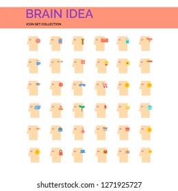 Brain Idea Icons Set. UI Pixel Perfect Well-crafted Vector Thin Line Icons. The illustrations are a vector.