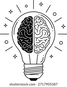 Conceito de vetor de ilustração de ideia cerebral. Símbolo de imaginação, criatividade, inovação, processo de pensamento inteligente, cabeça, inteligência, resolução de problemas, solução.