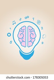 brain idea light bulb eps10