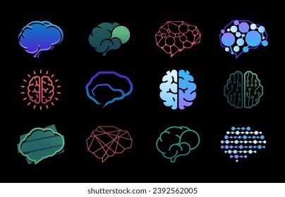 Logo de la idea del cerebro. Concepto de inteligencia creativa con cabeza humana. Concentración de memoria vectorial y concepto creativo de idea de icono cerebral, ilustración mental de inteligencia