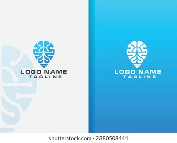 Diseño del logo de la idea del cerebro. Logo del cerebro humano. Bombilla. Idea. Logo ligero. Negocios. Vector cerebral. Inteligente. Piensa. Ciencia. Diseño creativo