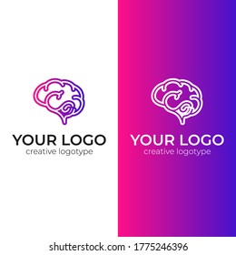 Brain idea logo design minimal creative logotype vector template