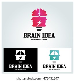 Brain Idea logo design template ,human logo design concept ,Vector illustration