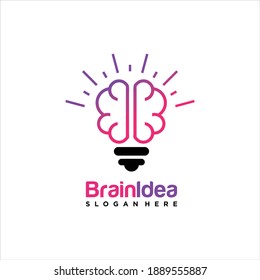 Brain Idea Logo Design Vector, Creative Bulb Brain Logo Design Temptate, smart bulb logo vector isolated, simple logos of light bulbs and neurons.