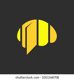 Brain Idea Logo Icon Template Design with black background. Vector Illustration