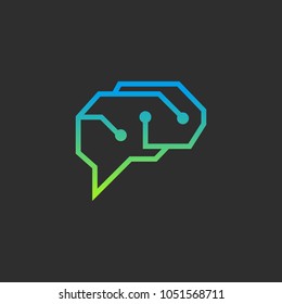 Brain Idea Logo Icon Template Design with black background. Vector Illustration