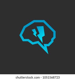 Brain Idea Logo Icon Template Design with black background. Vector Illustration