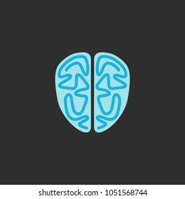 Brain Idea Logo Icon Template Design with black background. Vector Illustration