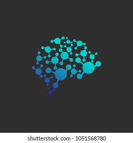 Brain Idea Logo Icon Template Design with black background. Vector Illustration