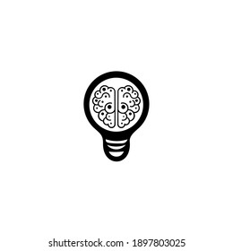 Brain Idea Logo. Brain in lightbulb vector illustration. Thin sign of innovation, solution, education logo.