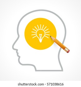 Brain and idea poster, Writing Vector Icon