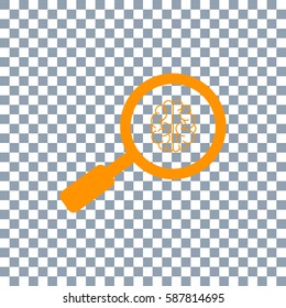 Brain ikon Vector. Search ikon vector on transparent background. Orange icon