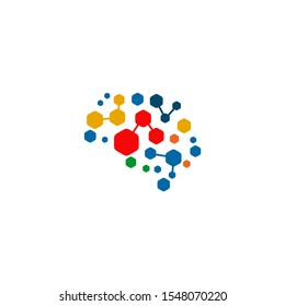 Brain illustration logo design vector template