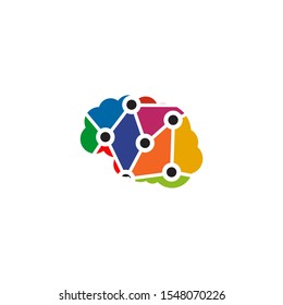 Brain illustration logo design vector template