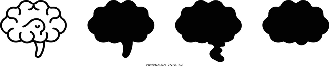 Brain illustrations in various shading styles