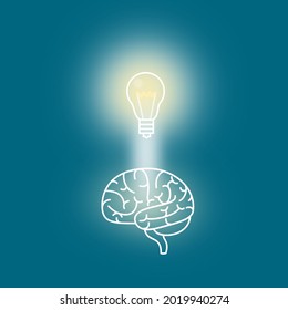 Brain images and light bulbs represent creative ideas and good ideas for stories and advertisements icons vector.