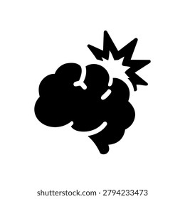 Brain Impact Icon Containing Mental Shock Symbol, Neurological Stress Theme, and Emotional Disturbance Atmosphere