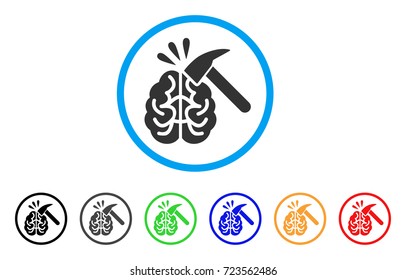 Brain Impact rounded icon. Style is a flat brain impact grey symbol inside light blue circle with black, gray, green, blue, red, orange color versions. Vector designed for web and software interfaces.