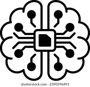 Concepto de implantes neuronales de implantes cerebrales, diseño de iconos vectoriales de la interfaz cerebro-máquina, modelado predictivo o símbolo de control adaptativo, signo de inteligencia artificial, ilustración de circuito neural