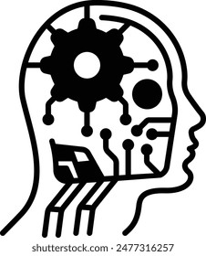 Brain implant vector icon design, Artificial general intelligence symbol, Natural Language Processing sign, Machine and Deep Learning illustration, Neuromorphic engineering activity to guide concept