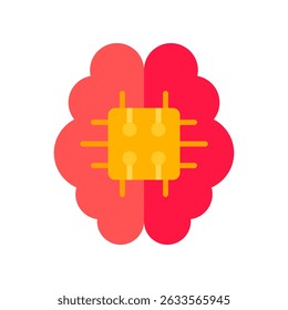 Brain Implant Vector for Neural Interface and Future Medicine. Smart brain tech icon, mind-machine connection, cognitive enhancement