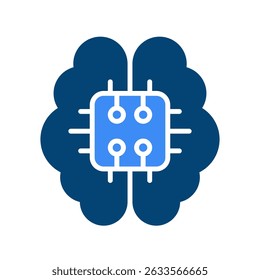 Brain Implant Vector for Neural Interface and Future Medicine. Smart brain tech icon, mind-machine connection, cognitive enhancement