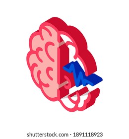 Brain Impulse Icon Vector. Isometric Brain Impulse sign. color isolated symbol illustration