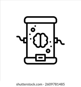 brain in incubation outline icon. brain incubator black line illustration.