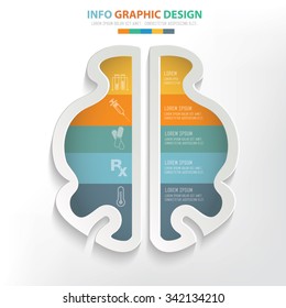 Brain info graphic design. Clean vector
