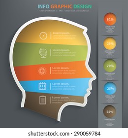 Brain info graphic design, Data concept design. Clean vector.