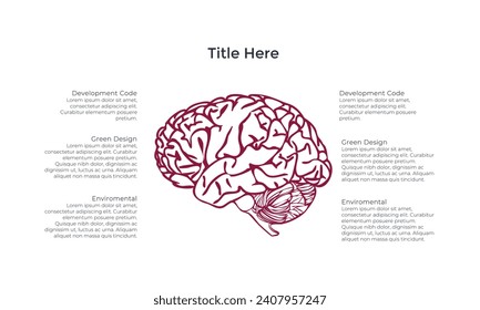 Brain Infographic design template. Creative concept with 6 steps. Can be used for workflow layout, diagram, banner, webdesign. Vector illustration