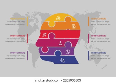 Infografía cerebral de diseño mínimo. vector 6