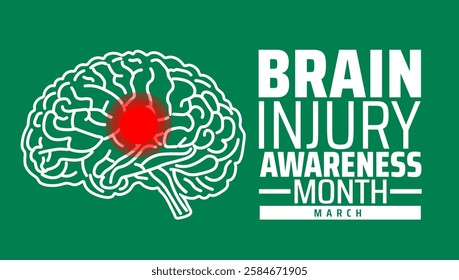 Brain Injury Awareness Month background banner or poster design template. observed every year in March. Holiday concept. Use to any Template, card, poster, placard, template.