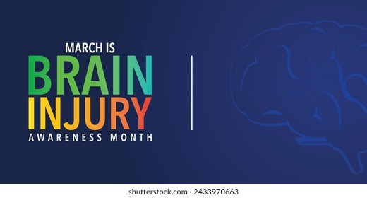 Brain injury awareness month concept with low poly brain. Wireframe low poly style. Abstract modern vector illustration on dark blue background.