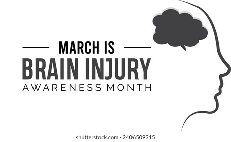 Brain Injury awareness month is observed every year in March. Holiday, poster, card and background vector illustration design.