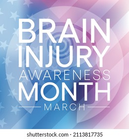 Brain Injury awareness month (TBI) is observed every year in March, is a disruption of the normal function of the brain that can be caused by a blow, bump or jolt to the head. vector illustration